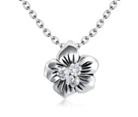 Crystal on flower shaped Silver Necklace SPE-5249